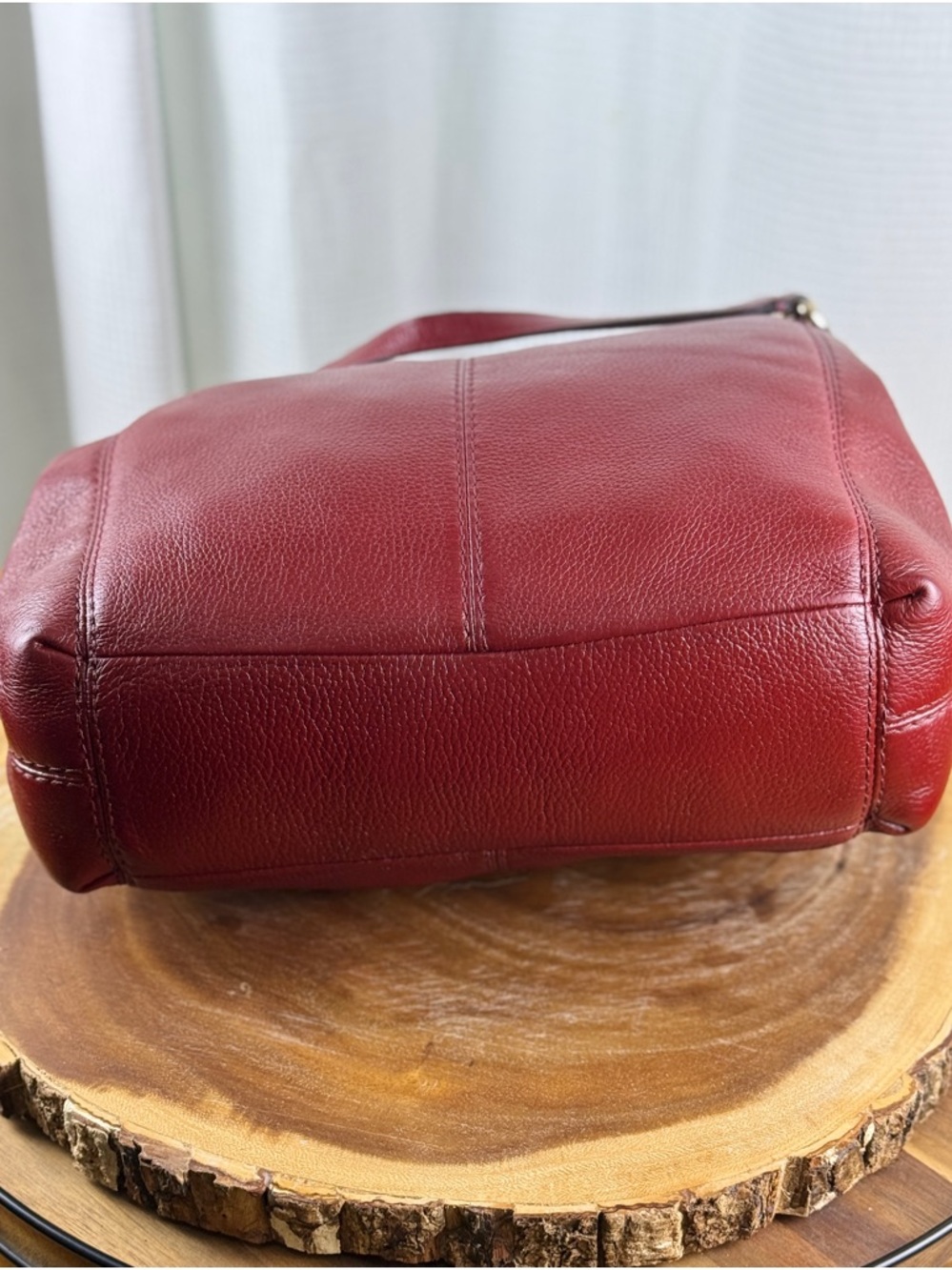 Coach Pebbled Leather Shoulder Hobo in Burgundy Red - Picture 7 of 10